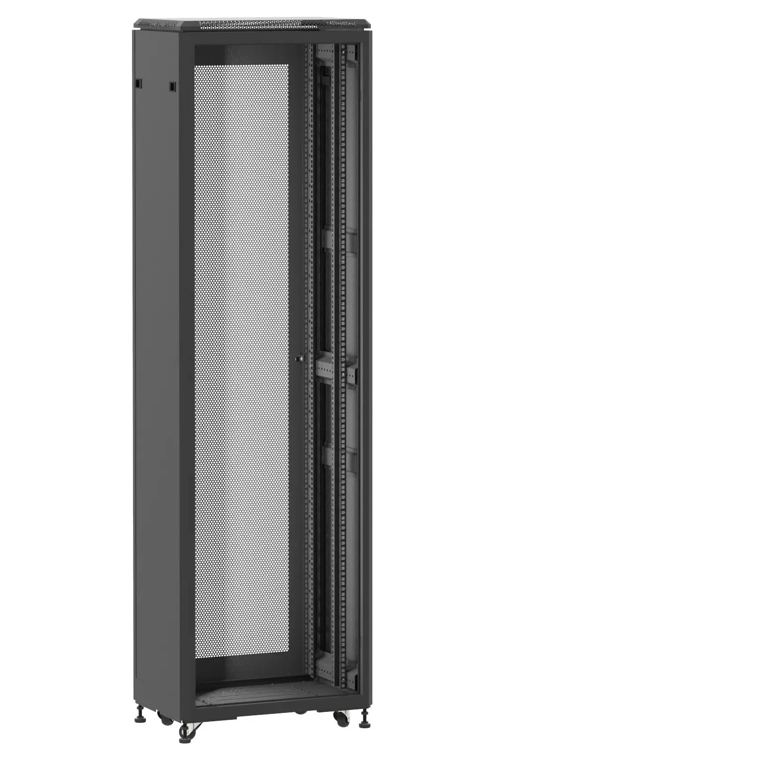 Baie en kit Ligne 500 42U 600x400mm, porte avant : Sans Porte, porte arrière : Simple Nid d'Abeille, avec panneaux latéraux