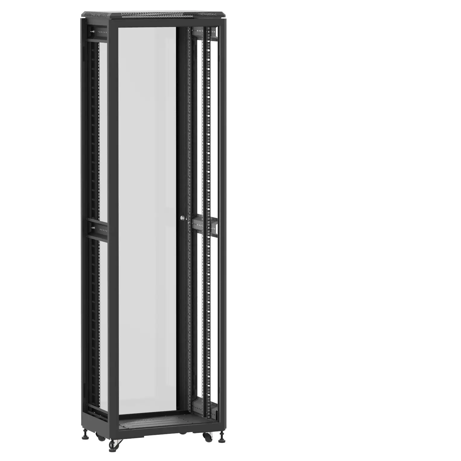 Baie en kit Ligne 500 42U 600x400mm, porte avant : Sans Porte, porte arrière : Simple Verre, sans panneaux latéraux