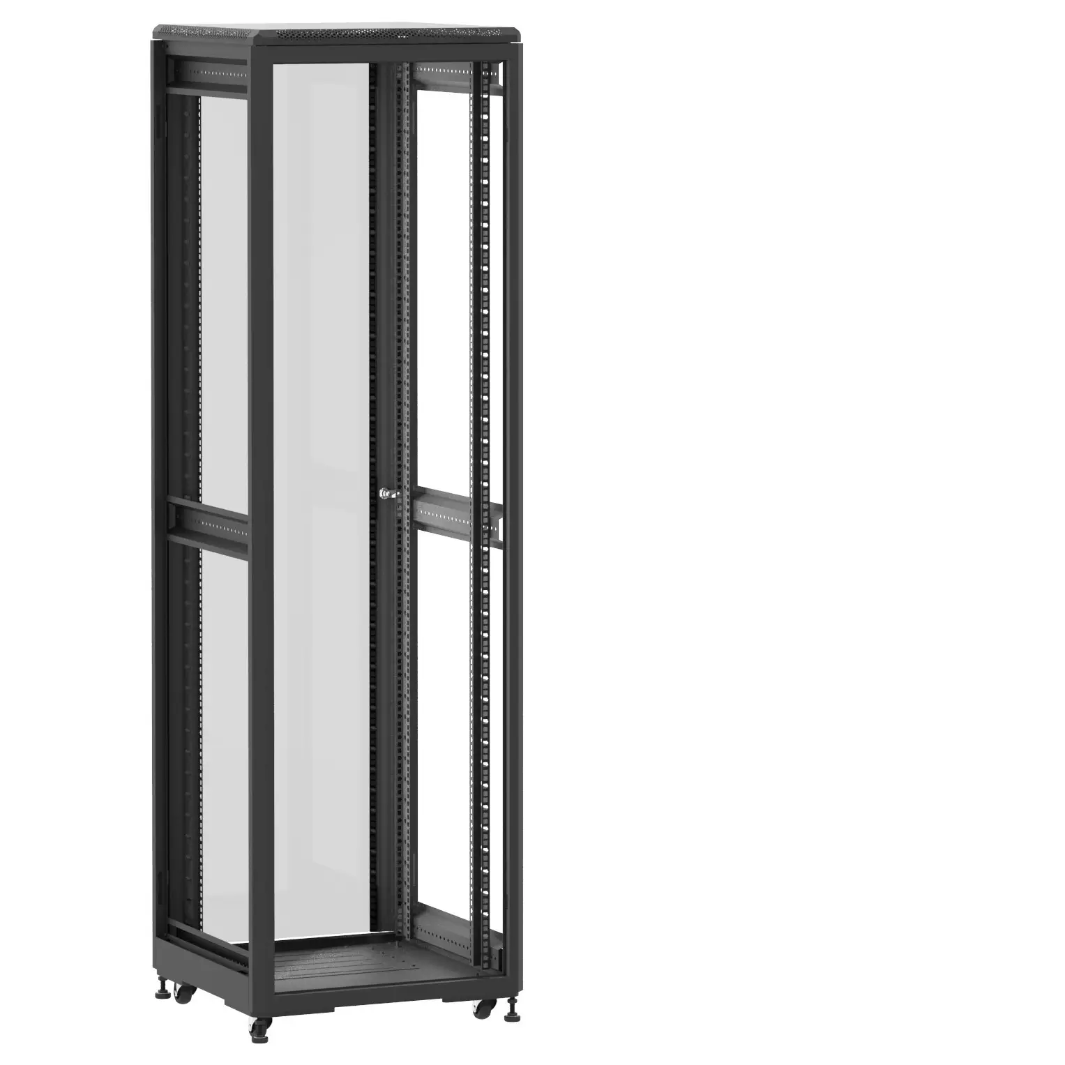 Baie en kit Ligne 500 42U 600x600mm, porte avant : Sans Porte, porte arrière : Simple Verre, sans panneaux latéraux