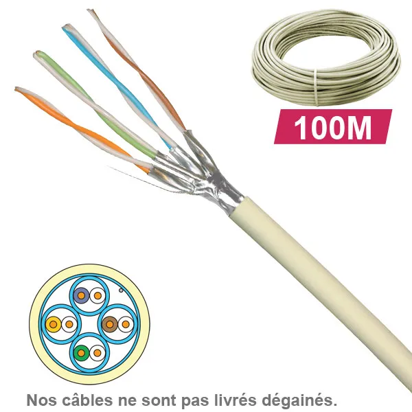 Câble cuivre grade 3+  FFTP résidentiels Socamont®, Conditionnement : Couronne de 100m