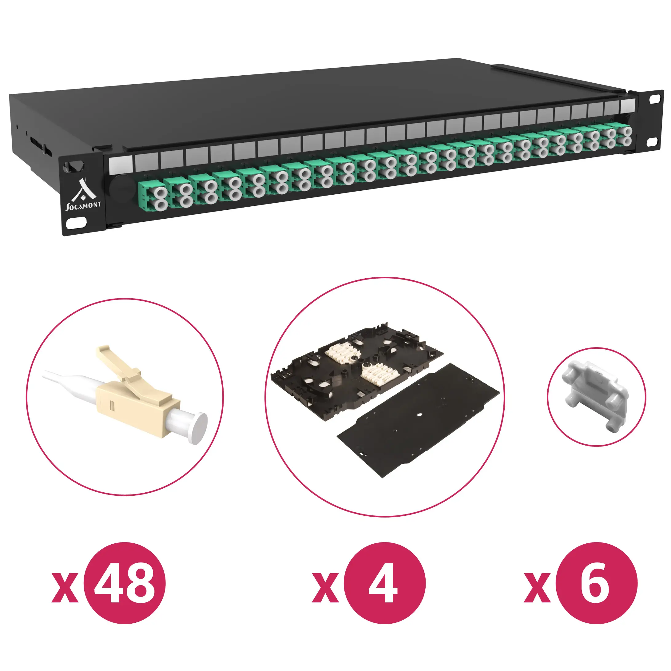 Tiroir optique 19'' 48 FO 88605 24 LC multimode DPLX OM3-4 pack accessoires