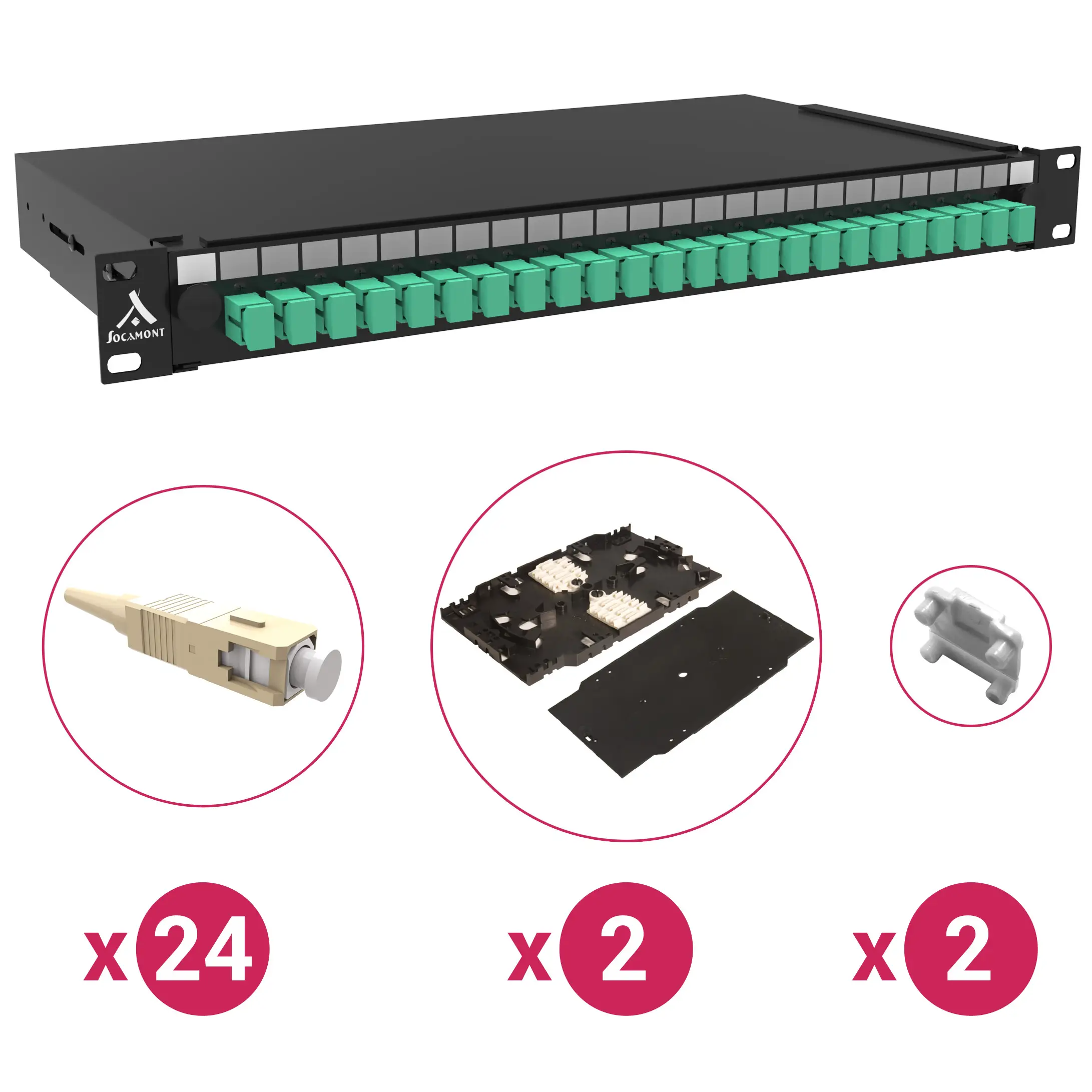 Tiroir optique 19'' 24 FO 88606 24 SC multimode SPLX OM3-4 pack accessoires