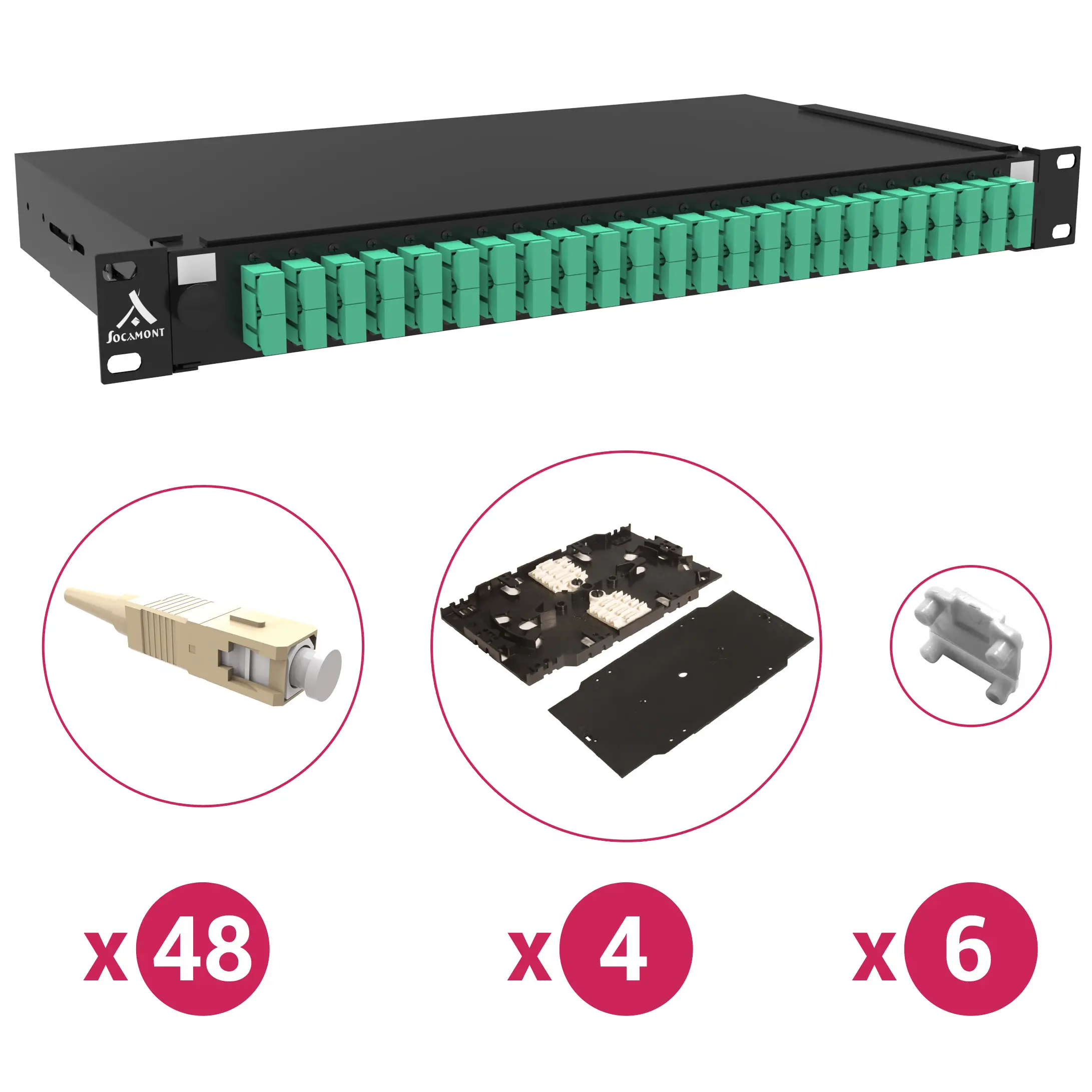 Tiroir optique 19'' 48 FO 88610 24 SC multimode DPLX OM3-4 pack accessoires